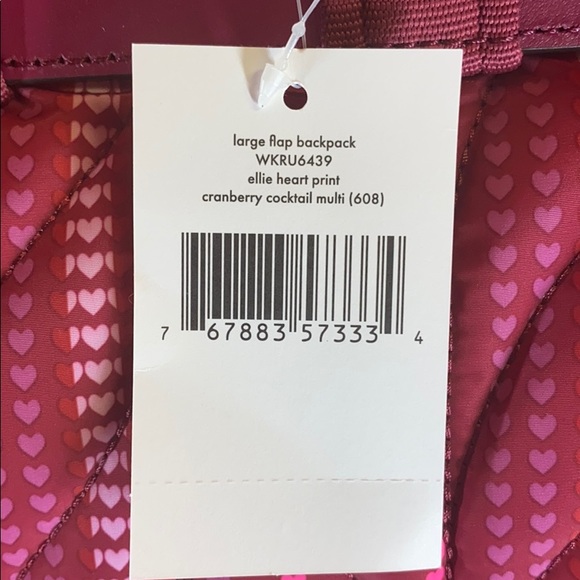 Kate Spade Ellie heart quilted backpack cranberry - Picture 11 of 11